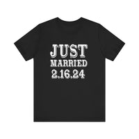 Load image into Gallery viewer, Just Marriend Personalized Gift, Unisex Jersey Short Sleeve Tee
