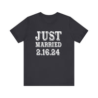Load image into Gallery viewer, Just Marriend Personalized Gift, Unisex Jersey Short Sleeve Tee
