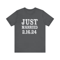 Load image into Gallery viewer, Just Marriend Personalized Gift, Unisex Jersey Short Sleeve Tee
